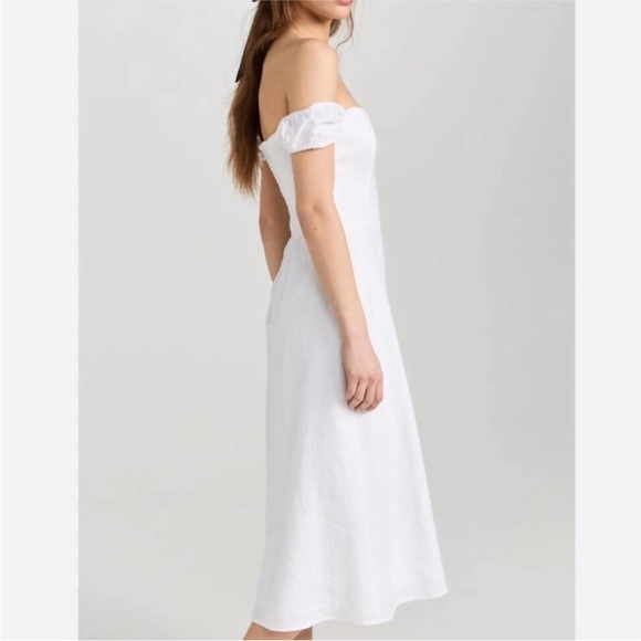 Reformation Bridgton Midi Linen Dress White, SIZE 10 1136 - Picture 3 of 7